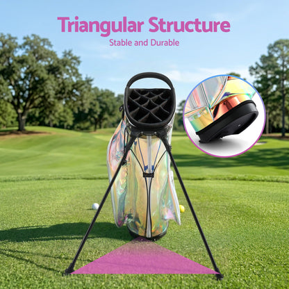 Everfit Golf Stand Bag Lightweight Carry Bag Dual Strap Club Divider Holographic-Sports &amp; Fitness > Golf > Golf Accessories-PEROZ Accessories