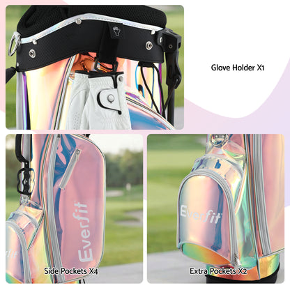 Everfit Golf Stand Bag Lightweight Carry Bag Dual Strap Club Divider Holographic-Sports &amp; Fitness > Golf > Golf Accessories-PEROZ Accessories