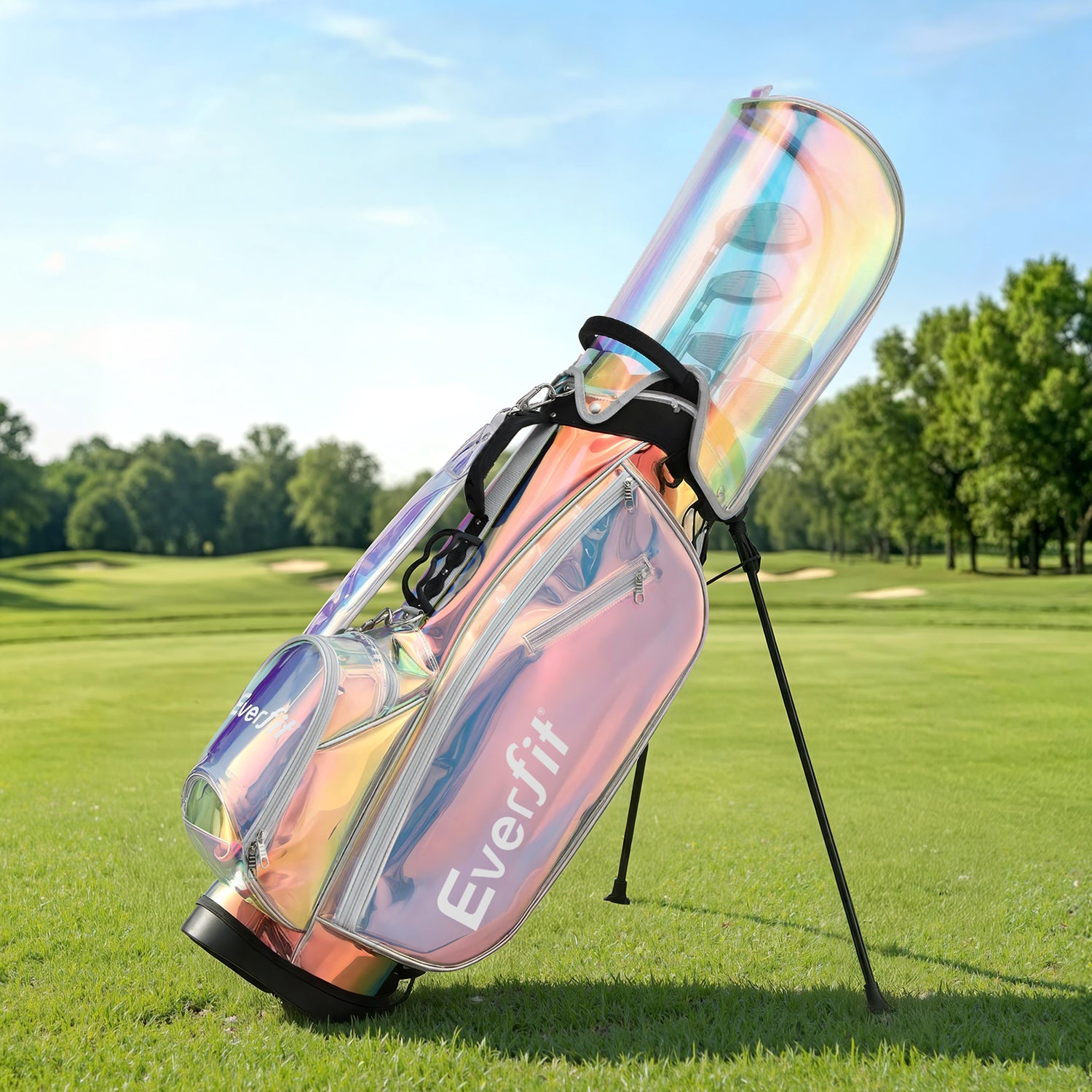 Everfit Golf Stand Bag Lightweight Carry Bag Dual Strap Club Divider Holographic-Sports &amp; Fitness > Golf > Golf Accessories-PEROZ Accessories