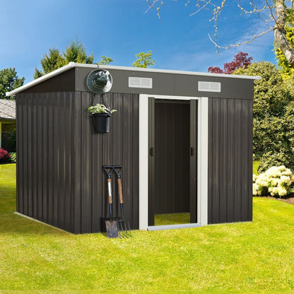 Livsip Garden Shed Outdoor Storage Sheds 2.38x1.31M Workshop Cabin Metal House-Garden Sheds-PEROZ Accessories