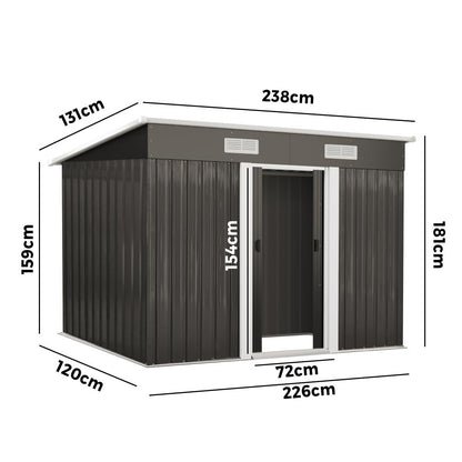 Livsip Garden Shed Outdoor Storage Sheds 2.38x1.31M Workshop Cabin Metal House-Garden Sheds-PEROZ Accessories