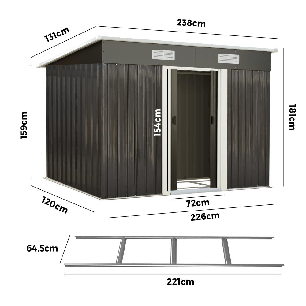 Livsip Garden Shed Outdoor Storage Sheds 2.38x1.31M Workshop Cabin Metal Base-Garden Sheds-PEROZ Accessories