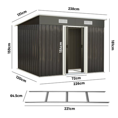 Livsip Garden Shed Outdoor Storage Sheds 2.38x1.31M Workshop Cabin Metal Base-Garden Sheds-PEROZ Accessories
