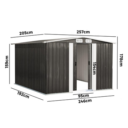 Livsip Garden Shed Outdoor Storage Sheds 2.57x2.05M Workshop Cabin Metal House-Garden Sheds-PEROZ Accessories