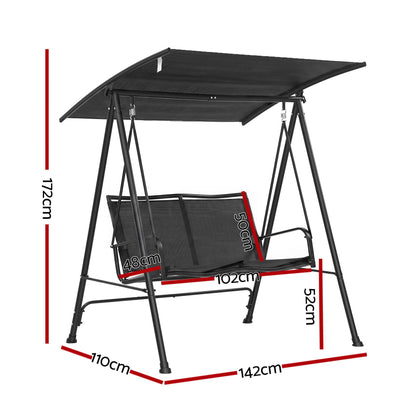 Gardeon Outdoor Swing Chair with Adjustable Canopy 142cmx172cm Stand Black