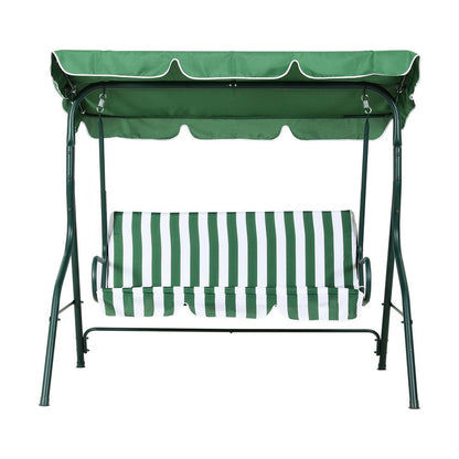 Gardeon Outdoor Swing Chair Garden Bench Furniture Canopy 3 Seater White Green-Furniture &gt; Outdoor &gt; Outdoor Benches-PEROZ Accessories
