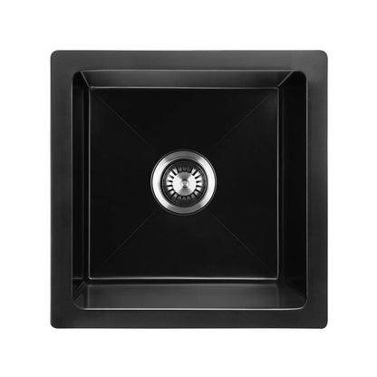 Welba Kitchen Sink 38x38cm Granite Stone Sink Laundry Basin Single Bowl Black-Granite Sink-PEROZ Accessories