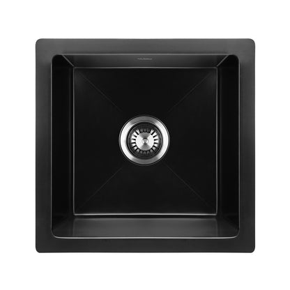 Welba Kitchen Sink 38x38cm Granite Stone Sink Laundry Basin Single Bowl Black-Granite Sink-PEROZ Accessories