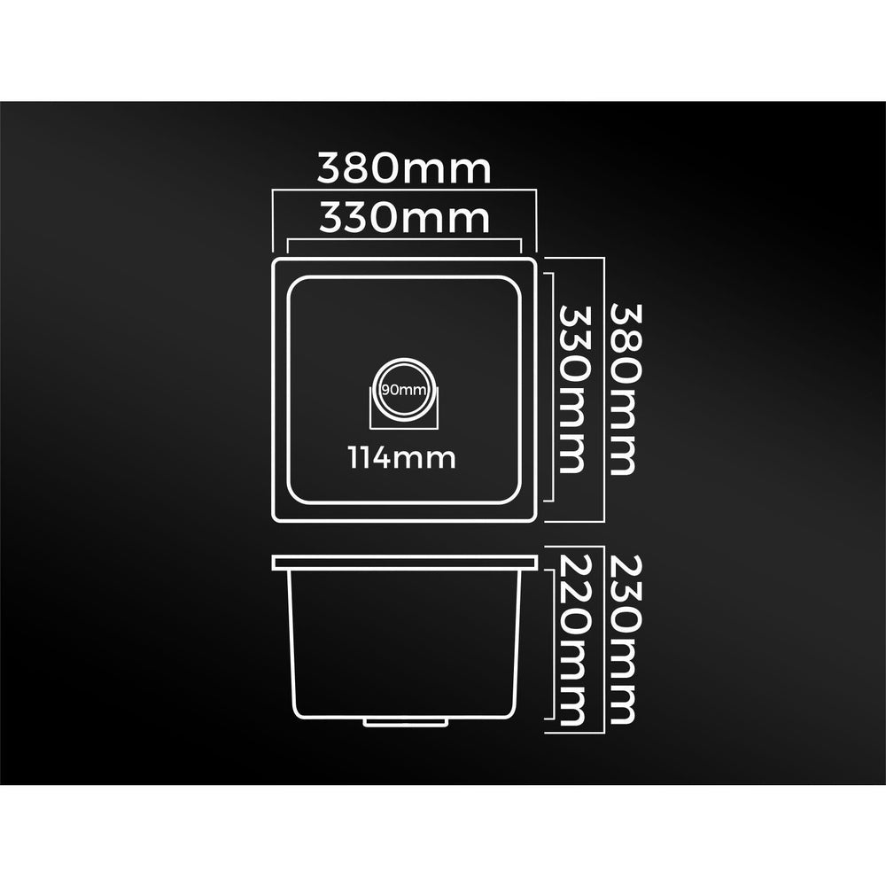 Welba Kitchen Sink 38x38cm Granite Stone Sink Laundry Basin Single Bowl White-Granite Sink-PEROZ Accessories