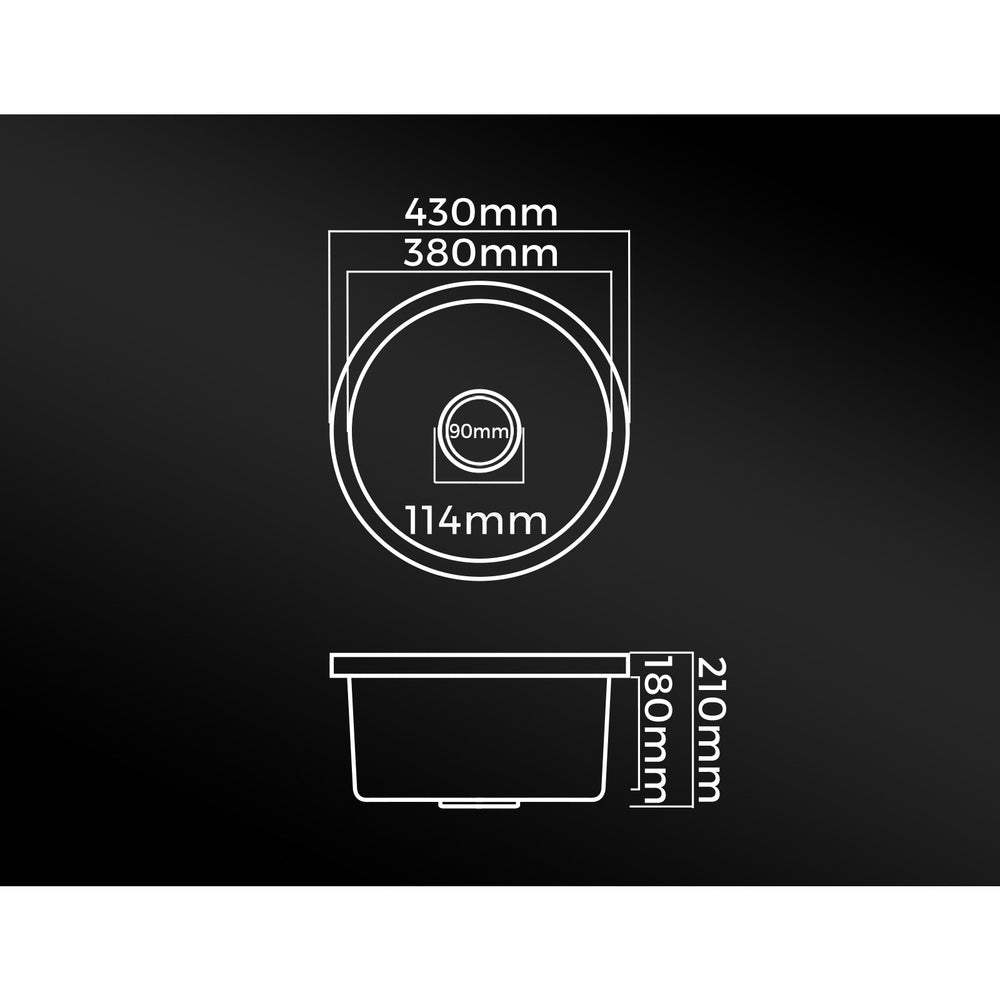 Welba Kitchen Sink Basin Stone Sink Bathroom Laundry Single Bowl 430mmx430mm-Kitchen Sinks-PEROZ Accessories