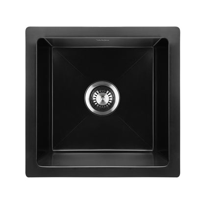 Welba Kitchen Sink Stone Sink Granite Laundry Basin Single Bowl 45cmx45cm Black-Kitchen Sinks-PEROZ Accessories