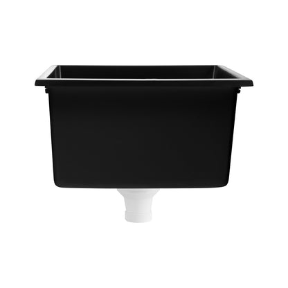 Welba Kitchen Sink Stone Sink Granite Laundry Basin Single Bowl 45cmx45cm Black-Kitchen Sinks-PEROZ Accessories