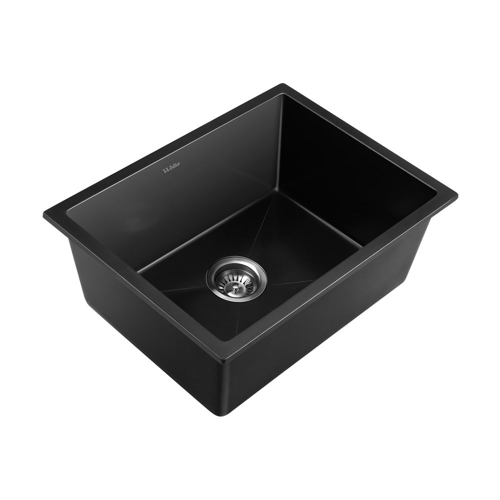 Welba Kitchen Sink 55x45cm Granite Stone Sink Laundry Basin Single Bowl Black-Granite Sink-PEROZ Accessories