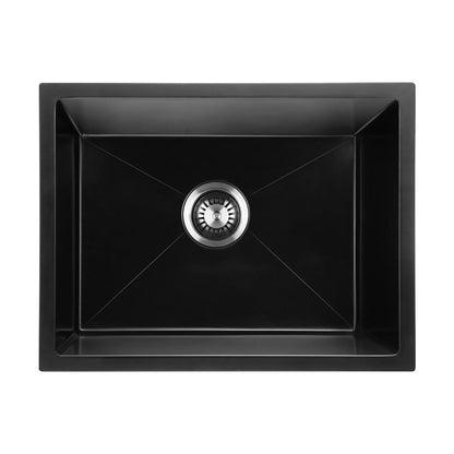Welba Kitchen Sink 55x45cm Granite Stone Sink Laundry Basin Single Bowl Black-Granite Sink-PEROZ Accessories