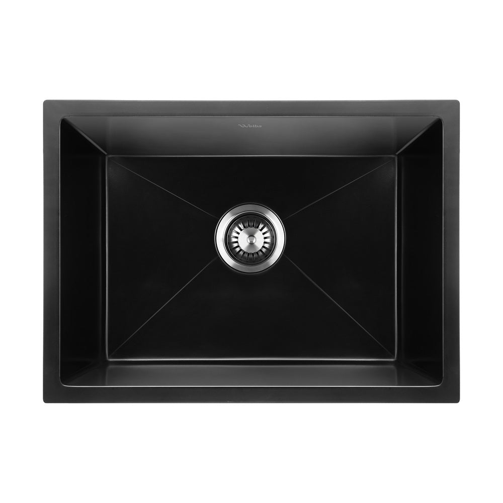 Welba Kitchen Sink 55x45cm Granite Stone Sink Laundry Basin Single Bowl Black-Granite Sink-PEROZ Accessories