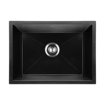 Welba Kitchen Sink 55x45cm Granite Stone Sink Laundry Basin Single Bowl Black-Granite Sink-PEROZ Accessories