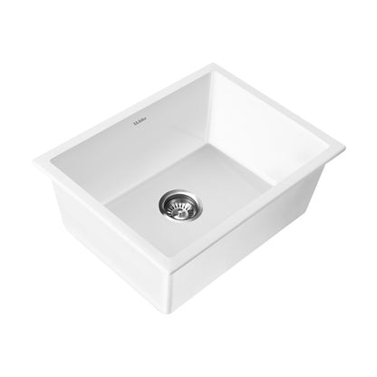 Welba Kitchen Sink 55x45cm Granite Stone Sink Laundry Basin Single Bowl White-Granite Sink-PEROZ Accessories