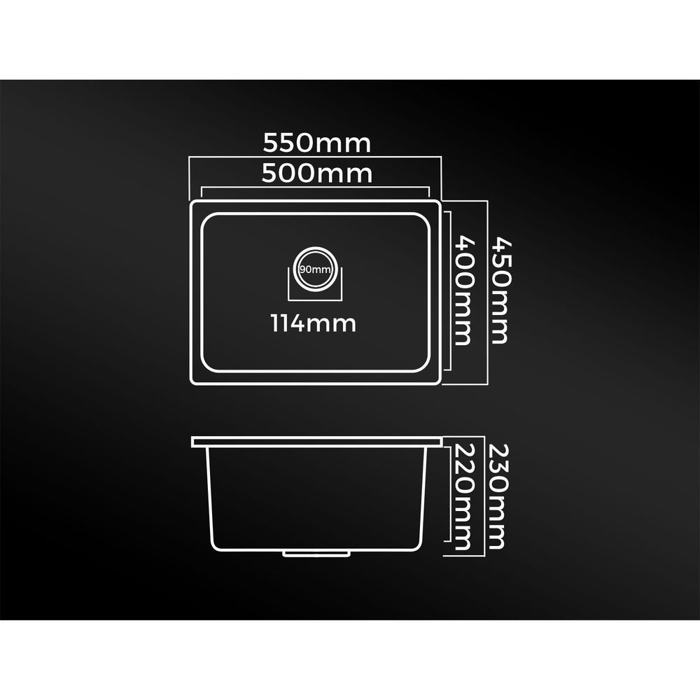 Welba Kitchen Sink 55x45cm Granite Stone Sink Laundry Basin Single Bowl White-Granite Sink-PEROZ Accessories