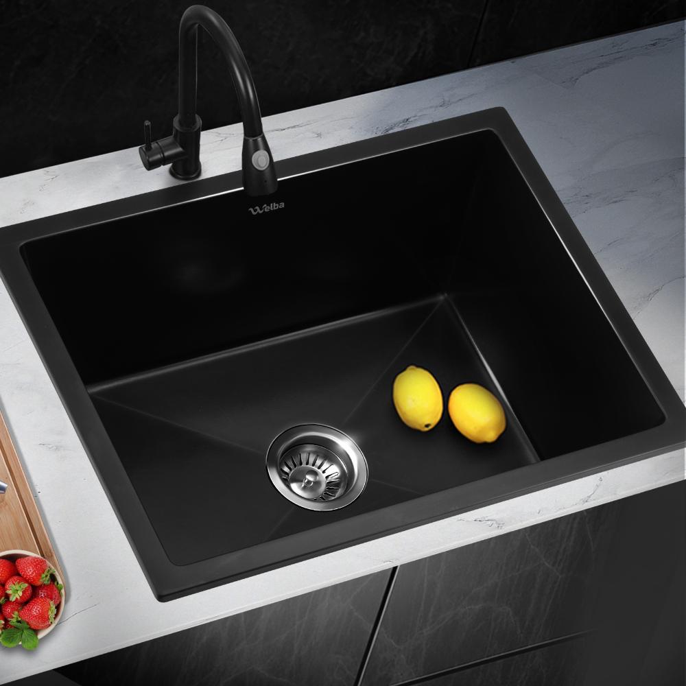 Welba Stone Granite Kitchen Sink Bathroom Basin Under/Top Mount Single Bowl-Kitchen Sinks-PEROZ Accessories