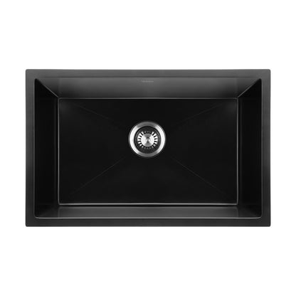 Welba Kitchen Sink 70x45cm Granite Stone Sink Laundry Basin Single Bowl Black-Granite Sink-PEROZ Accessories