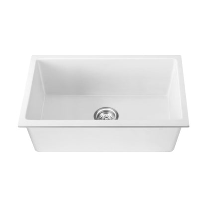 Welba Kitchen Sink 70x45cm Granite Stone Sink Laundry Basin Single Bowl White-Granite Sink-PEROZ Accessories