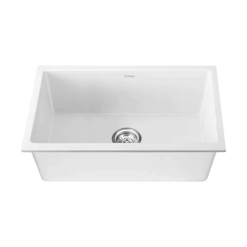 Welba Kitchen Sink 70x45cm Granite Stone Sink Laundry Basin Single Bowl White-Granite Sink-PEROZ Accessories