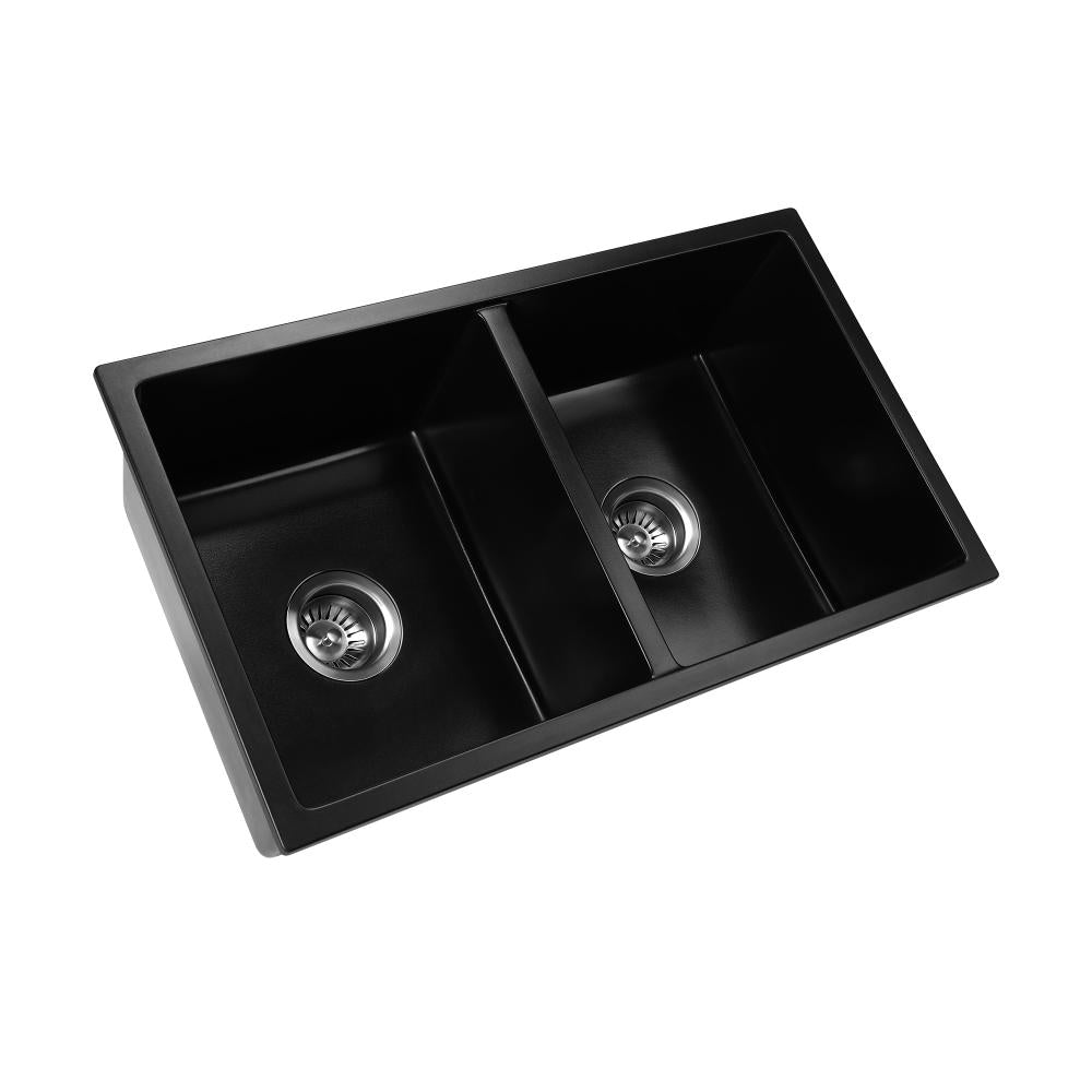 Welba Kitchen Sink Basin Stone Sink Bathroom Laundry Double Bowl 770mmx450mm-Kitchen Sinks-PEROZ Accessories