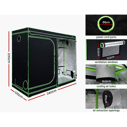 Greenfingers Grow Tent Light Kit 240x120x200CM 220W LED Full Spectrum-Home &amp; Garden > Green Houses-PEROZ Accessories