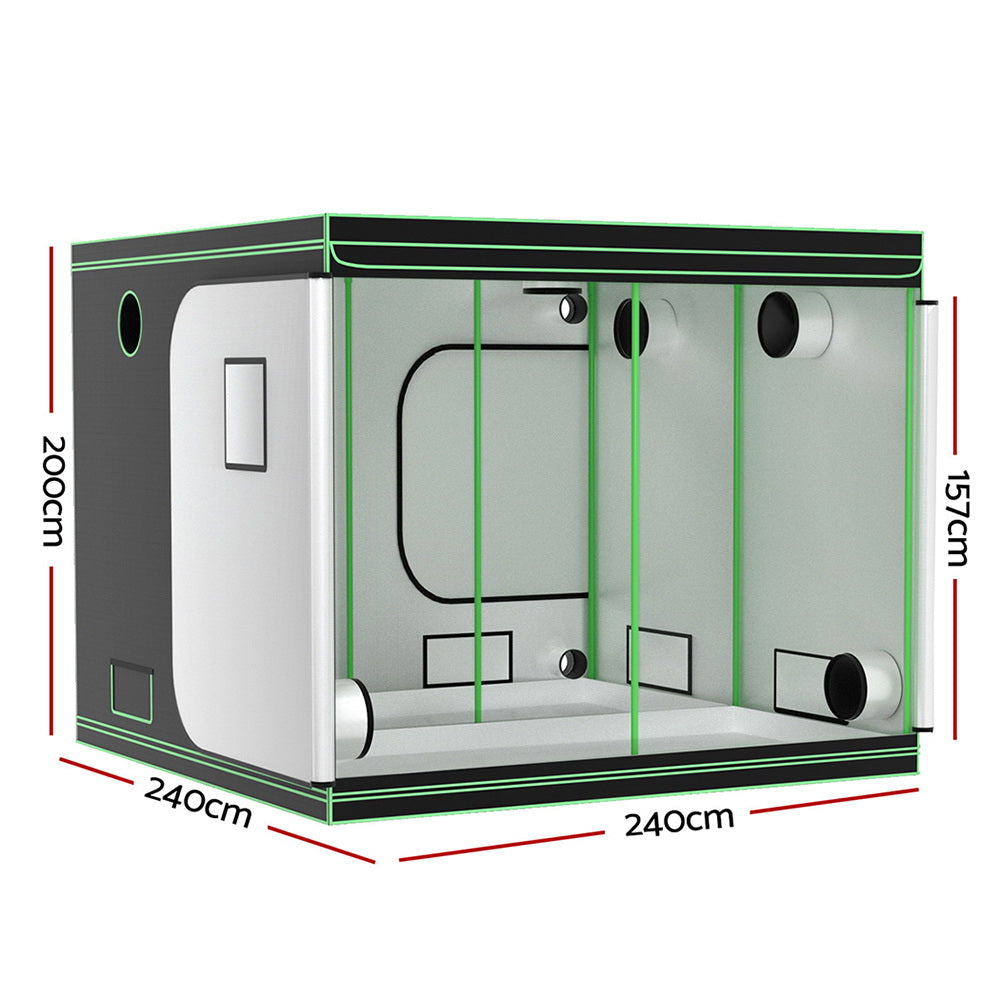 Greenfingers Grow Tent Kits 240x240x200cm Hydroponics Indoor Grow System Black-Home &amp; Garden &gt; Greenhouses &gt; Greenhouses &amp; Accessories-PEROZ Accessories