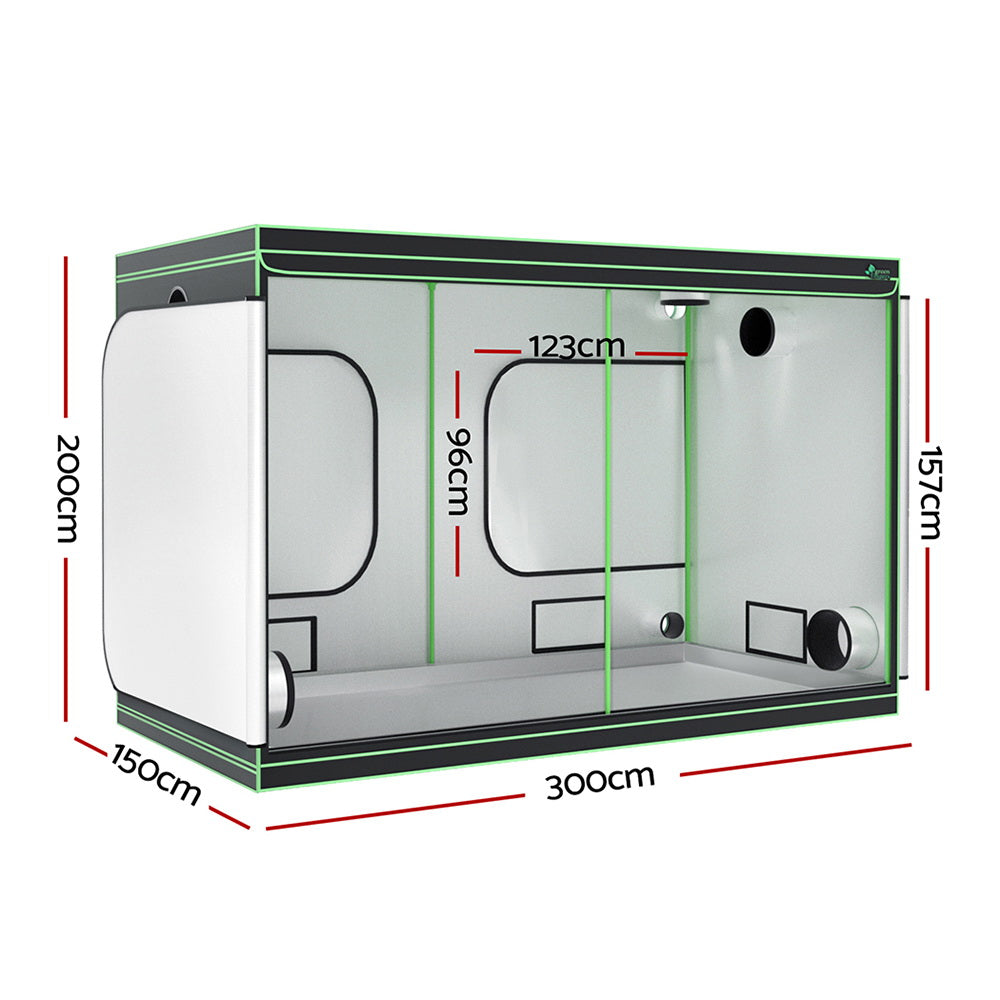 Greenfingers Grow Tent Kits 300x150x200cm Hydroponics Indoor Plant Grow System-Home &amp; Garden &gt; Greenhouses &gt; Greenhouses &amp; Accessories-PEROZ Accessories