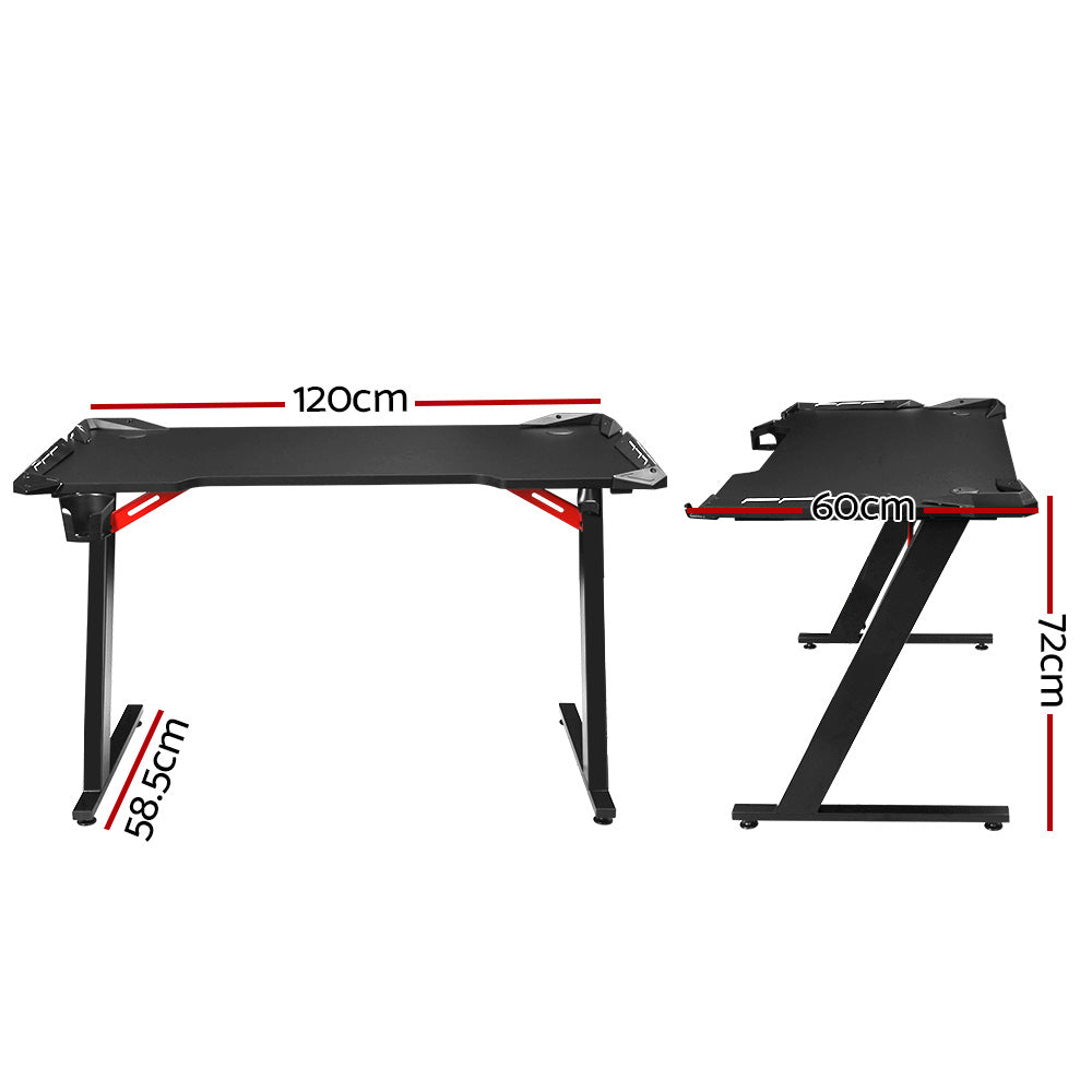 Artiss Gaming Desk Computer Desks LED Light 120CM-Furniture &gt; Office-PEROZ Accessories