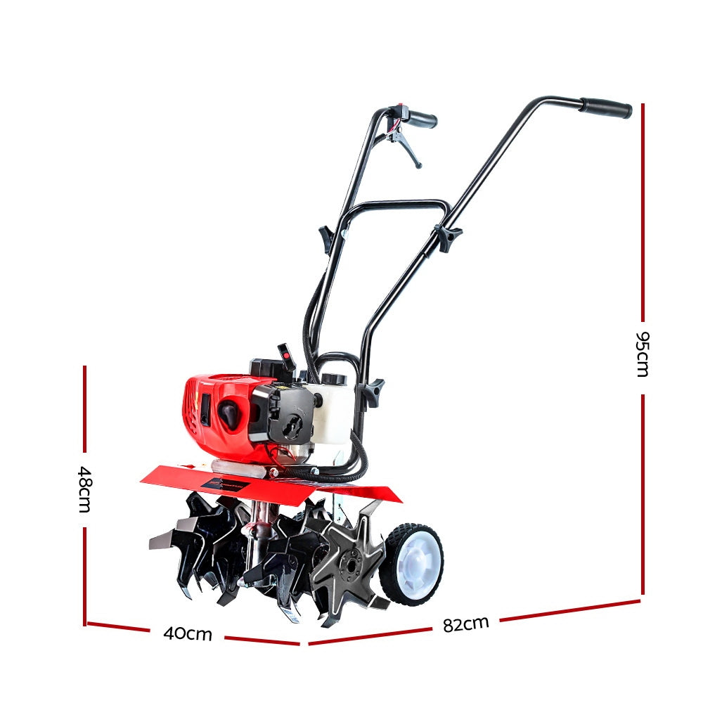 Giantz 65CC Tiller Rototiller Garden Cultivator 6 Blades Soil Power Rotary Hoe-Home &amp; Garden > Garden Tools-PEROZ Accessories
