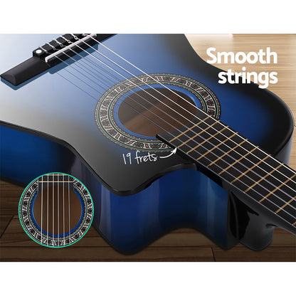 Alpha 34 Inch Classical Guitar Wooden Body Nylon String w/ Stand Beignner Blue-Audio &amp; Video &gt; Musical Instrument &amp; Accessories-PEROZ Accessories