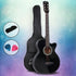 Alpha 38 Inch Acoustic Guitar Wooden Body Steel String Full Size Cutaway Black-Audio & Video > Musical Instrument & Accessories-PEROZ Accessories