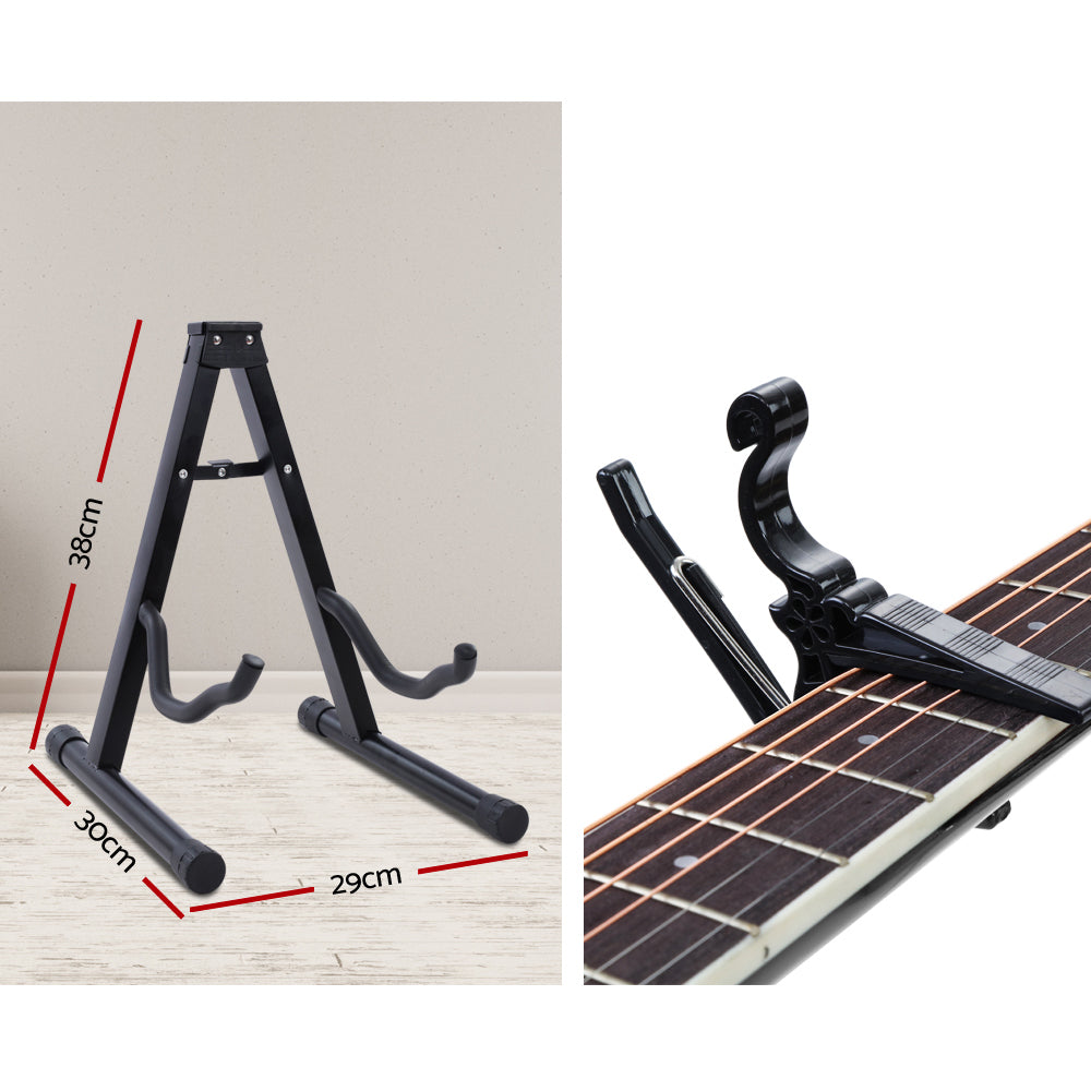 Alpha 41 Inch Acoustic Guitar Wooden Body Steel String Dreadnought Stand Black-Audio &amp; Video &gt; Musical Instrument &amp; Accessories-PEROZ Accessories