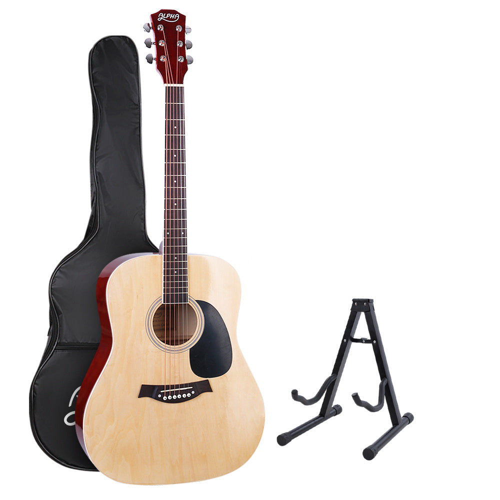 Alpha 41 Inch Acoustic Guitar Wooden Body Steel String Dreadnought Stand Wood-Audio &amp; Video &gt; Musical Instrument &amp; Accessories-PEROZ Accessories