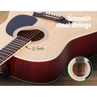 Alpha 41 Inch Acoustic Guitar Wooden Body Steel String Dreadnought Stand Wood-Audio &amp; Video &gt; Musical Instrument &amp; Accessories-PEROZ Accessories
