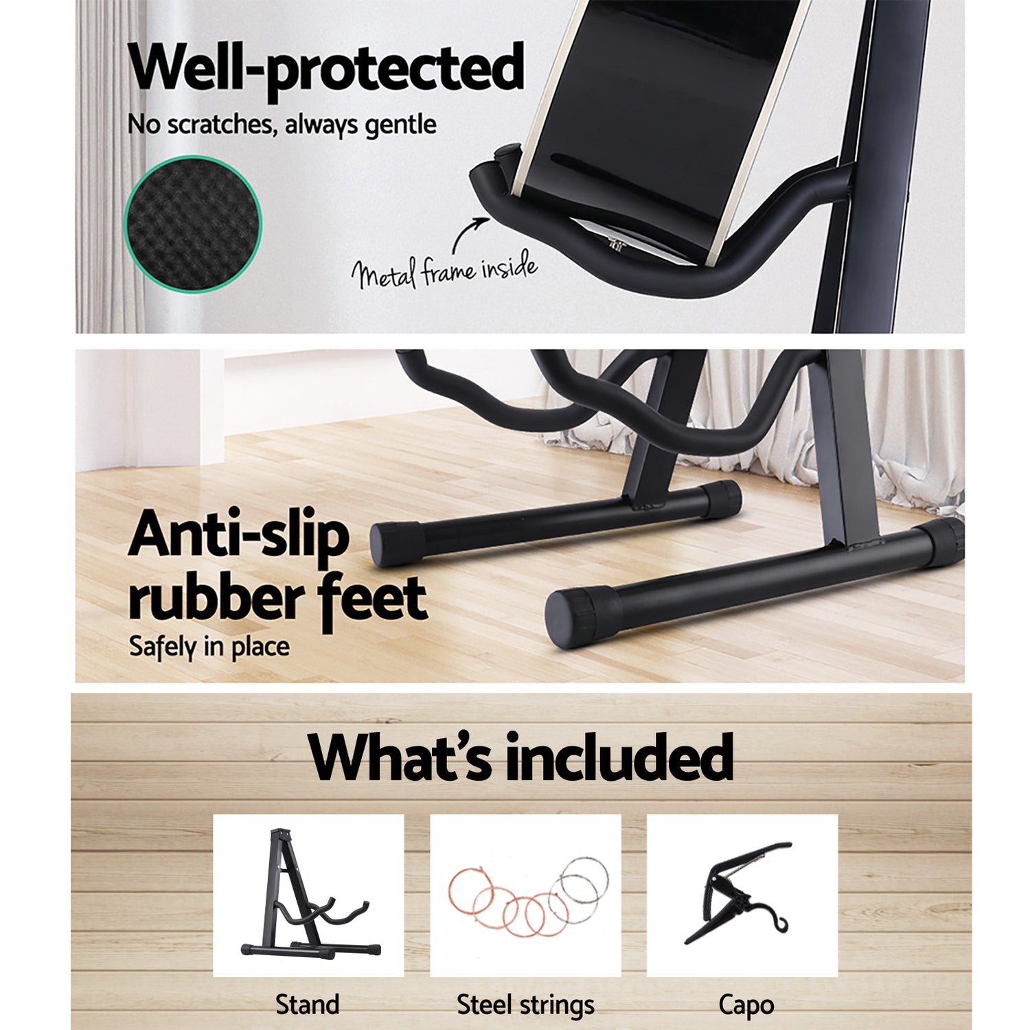Alpha Guitar Stand Folding Portable Floor Rack Holder-Audio &amp; Video &gt; Musical Instrument &amp; Accessories-PEROZ Accessories