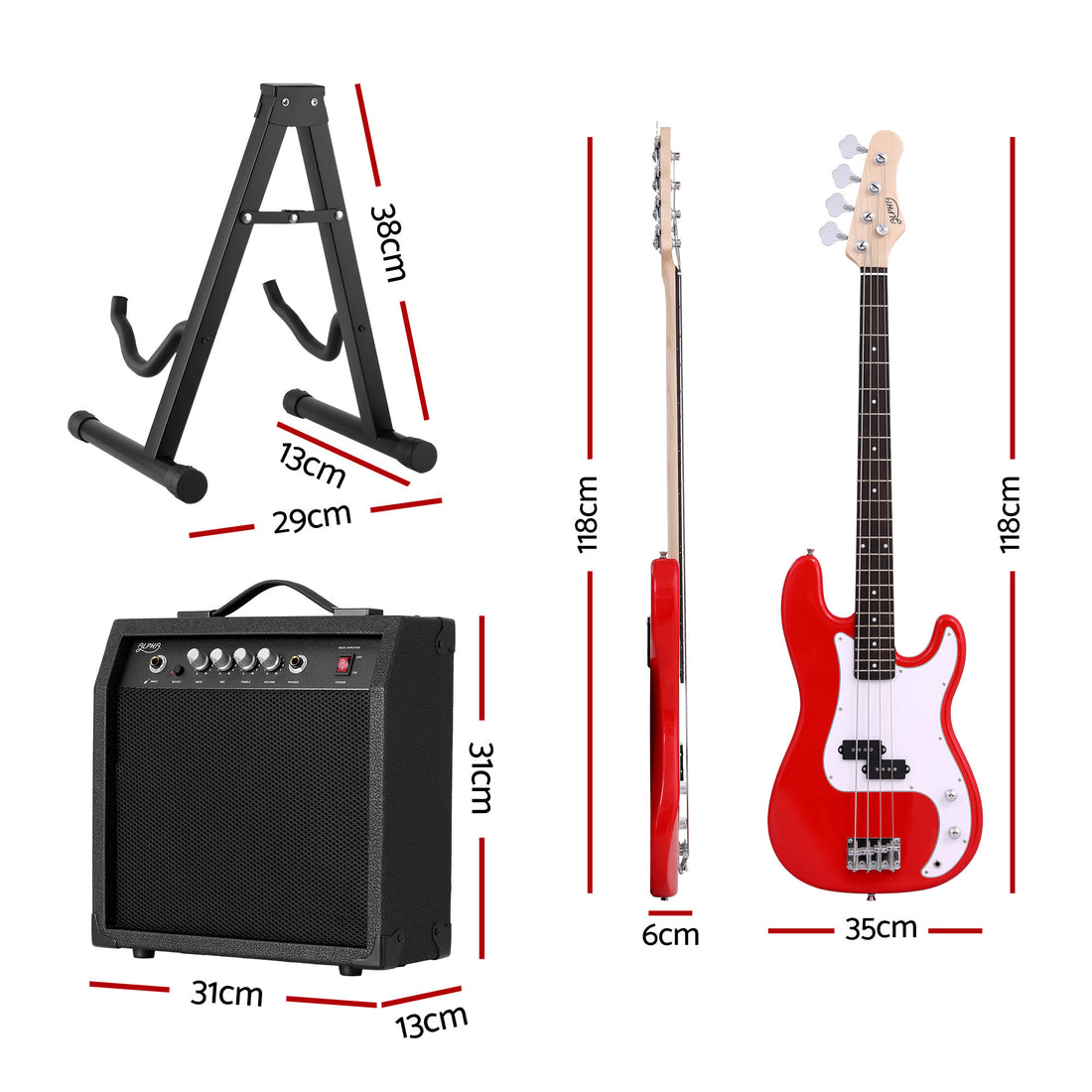 Alpha Electric Guitar Bass 47 Inch Set Kit 40W Bass Guitar Amplifier Guitar Stand Folding-Audio &amp; Video > Musical Instrument &amp; Accessories > Guitars-PEROZ Accessories