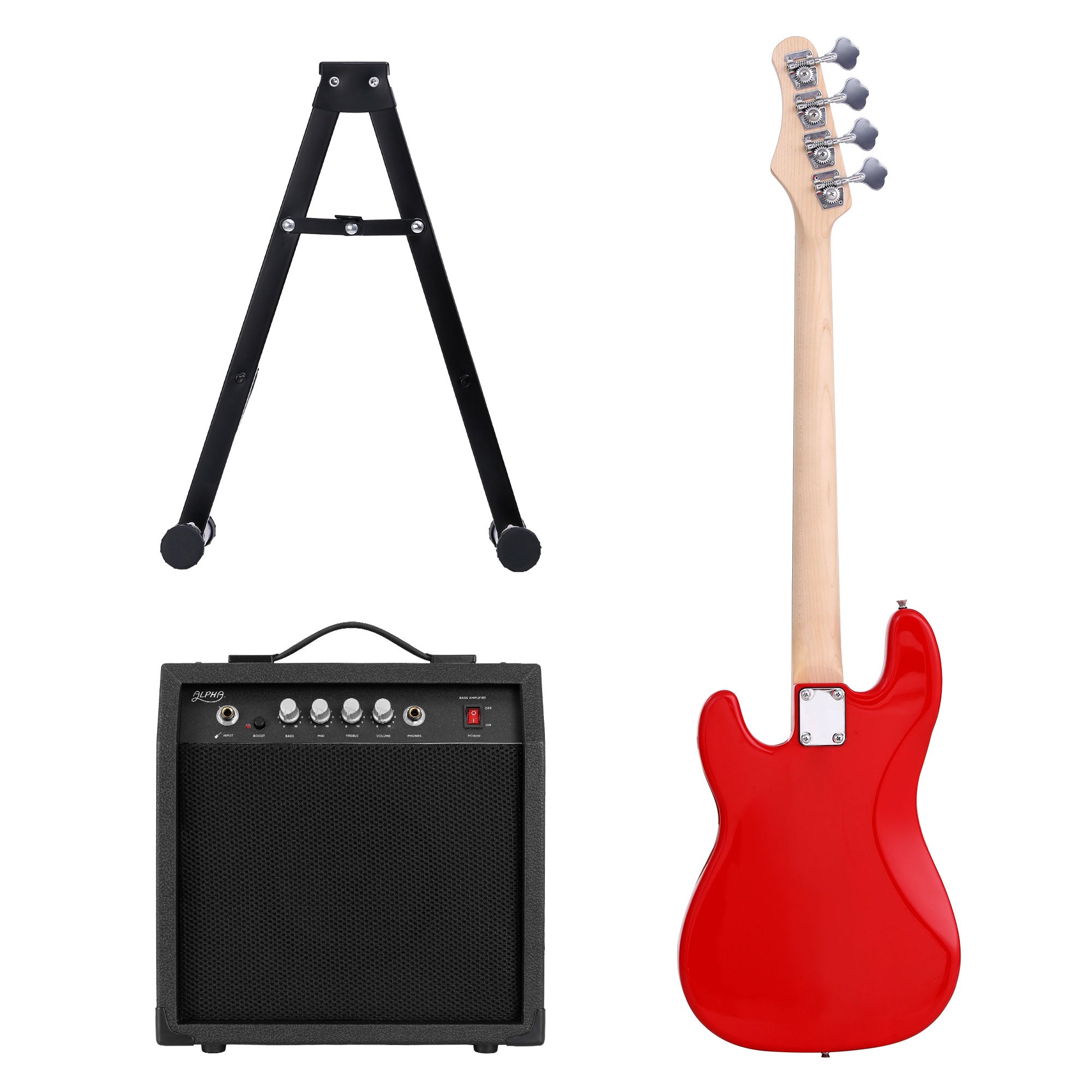 Alpha Electric Guitar Bass 47 Inch Set Kit 40W Bass Guitar Amplifier Guitar Stand Folding-Audio &amp; Video > Musical Instrument &amp; Accessories > Guitars-PEROZ Accessories