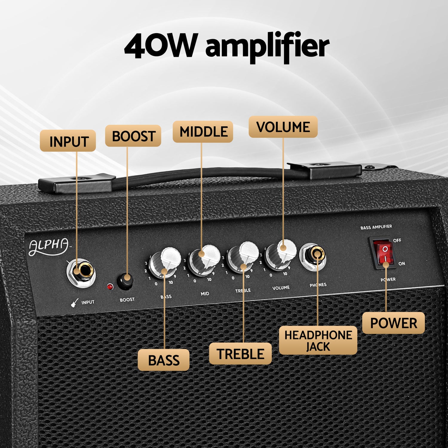 Alpha Electric Guitar Bass 47 Inch Set Kit 40W Bass Guitar Amplifier Guitar Stand Folding-Audio &amp; Video > Musical Instrument &amp; Accessories > Guitars-PEROZ Accessories