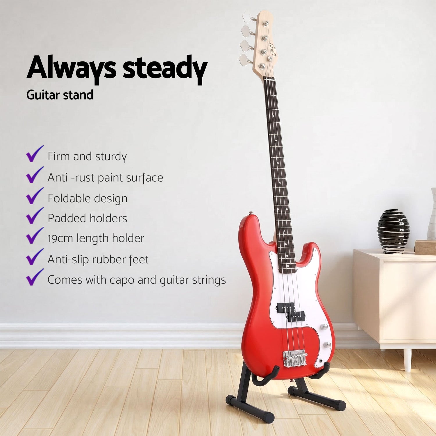 Alpha Electric Guitar Bass 47 Inch Set Kit 40W Bass Guitar Amplifier Guitar Stand Folding-Audio &amp; Video > Musical Instrument &amp; Accessories > Guitars-PEROZ Accessories