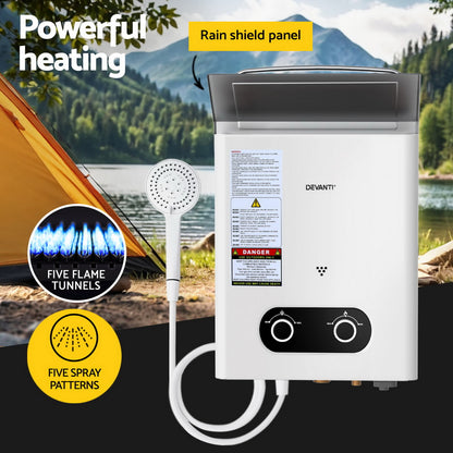 Devanti Portable Gas Water Heater LPG-powered System White With Pump-Outdoor Recreation > Camping > Portable Toilets &amp; Showers-PEROZ Accessories