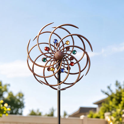 Gardeon Garden Windmill Metal Wind Spinner Double Layer 190cm Bronze-Home &amp; Garden > Decor > Garden Ornaments-PEROZ Accessories