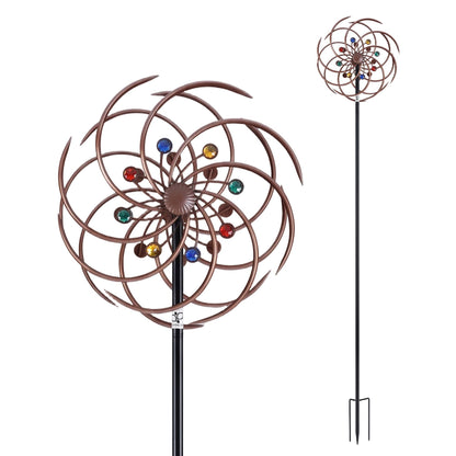 Gardeon Garden Windmill Metal Wind Spinner Double Layer 190cm Bronze-Home &amp; Garden > Decor > Garden Ornaments-PEROZ Accessories