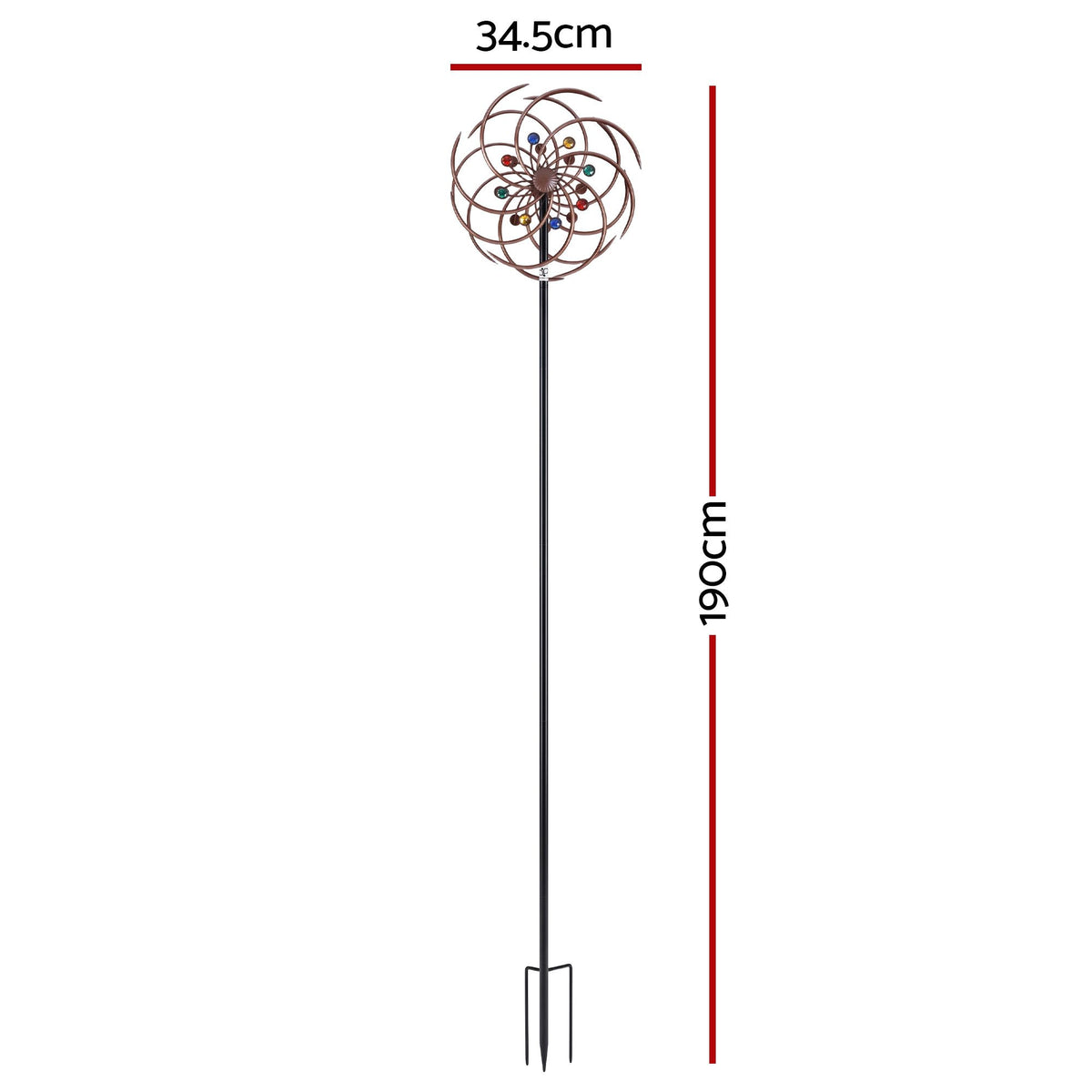 Gardeon Garden Windmill Metal Wind Spinner Double Layer 190cm Bronze-Home &amp; Garden > Decor > Garden Ornaments-PEROZ Accessories