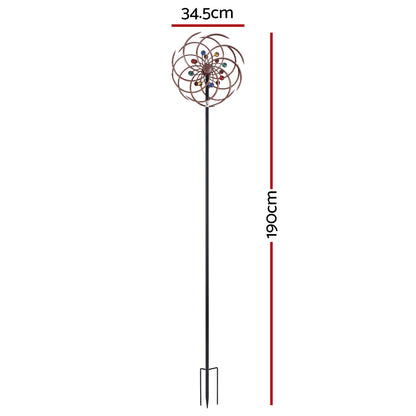 Gardeon Garden Windmill Metal Wind Spinner Double Layer 190cm Bronze-Home &amp; Garden > Decor > Garden Ornaments-PEROZ Accessories