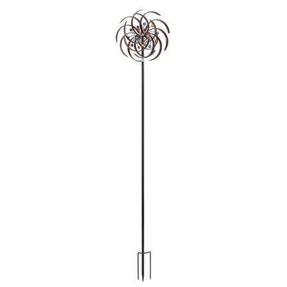 Gardeon Garden Windmill Metal Wind Spinner Double Layer 190cm Bronze-Home &amp; Garden > Decor > Garden Ornaments-PEROZ Accessories