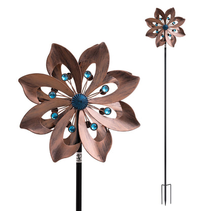 Gardeon Garden Windmill Double Layer Metal Wind Spinner 190cm Bronze-Home &amp; Garden > Decor > Garden Ornaments-PEROZ Accessories