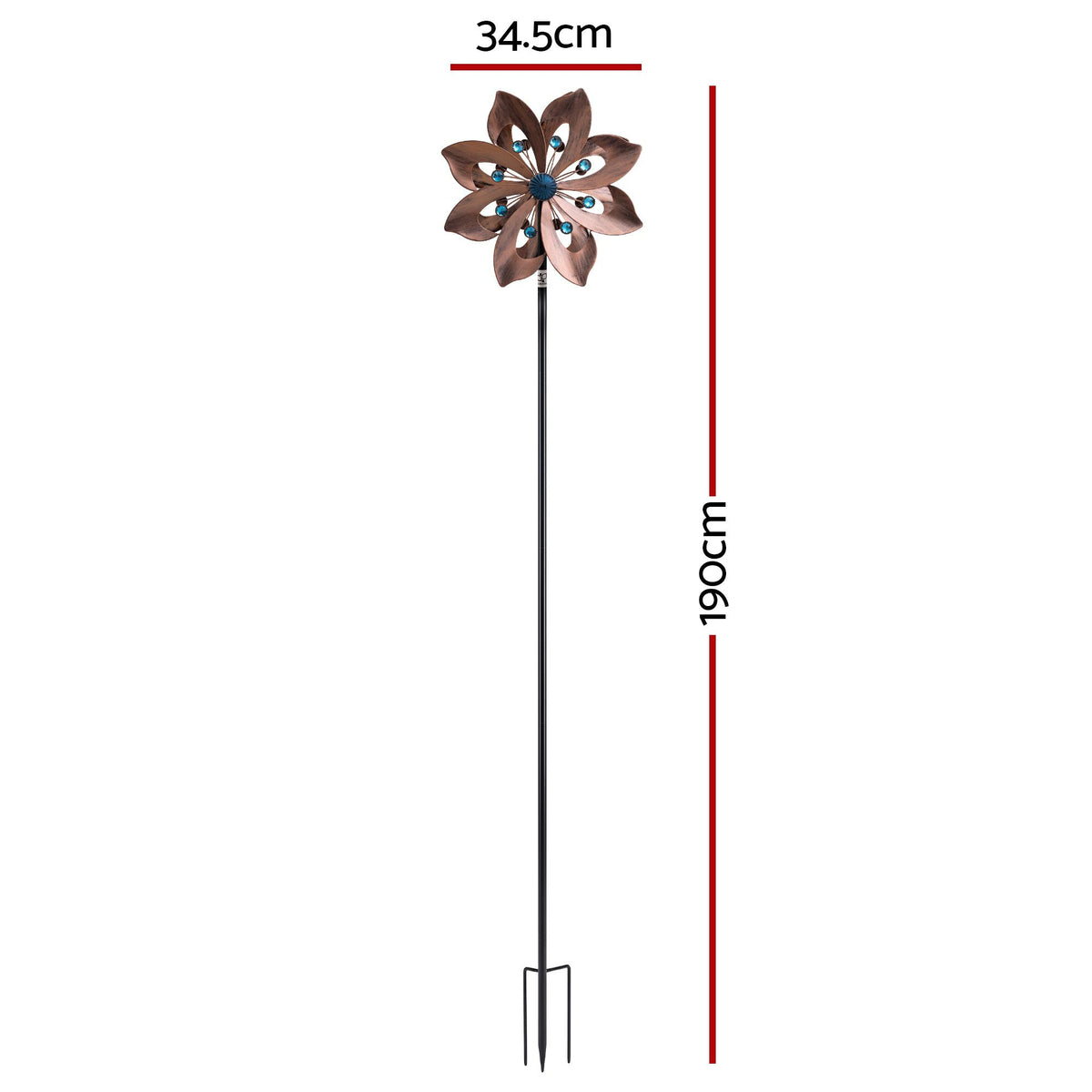 Gardeon Garden Windmill Double Layer Metal Wind Spinner 190cm Bronze-Home &amp; Garden > Decor > Garden Ornaments-PEROZ Accessories